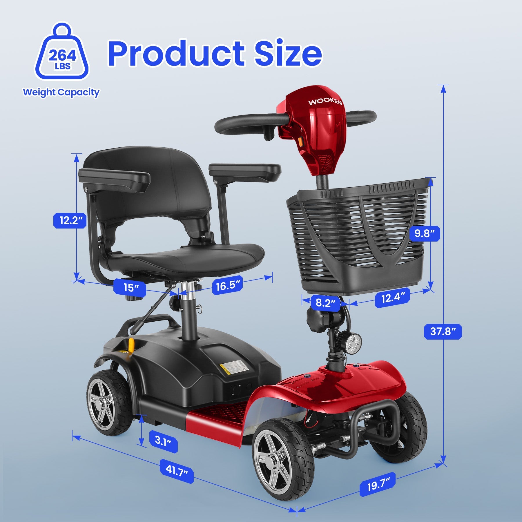 Wooken All Terrain Foldable Electric Mobility Scooter Wooken