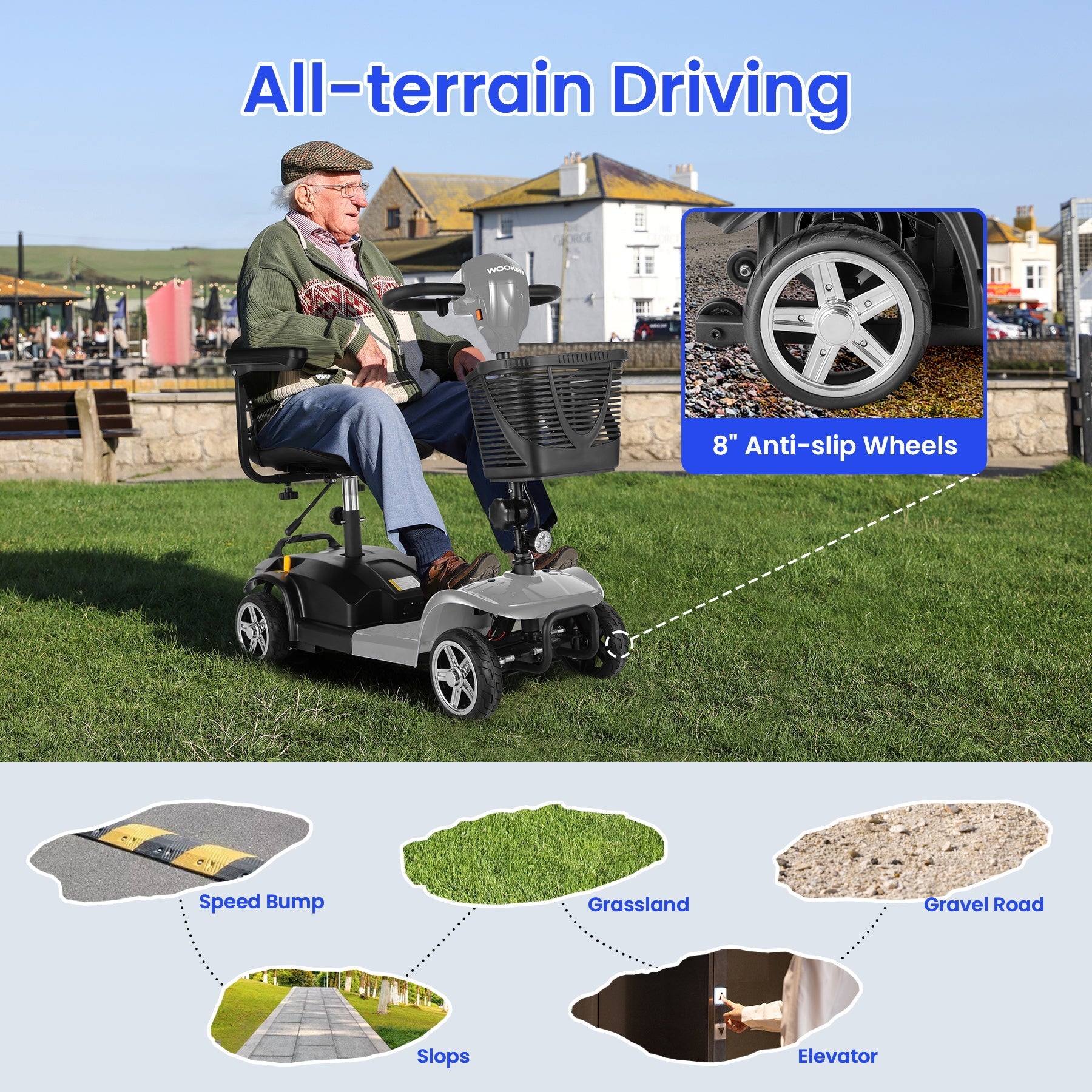 Wooken All Terrain Foldable Electric Mobility Scooter Wooken