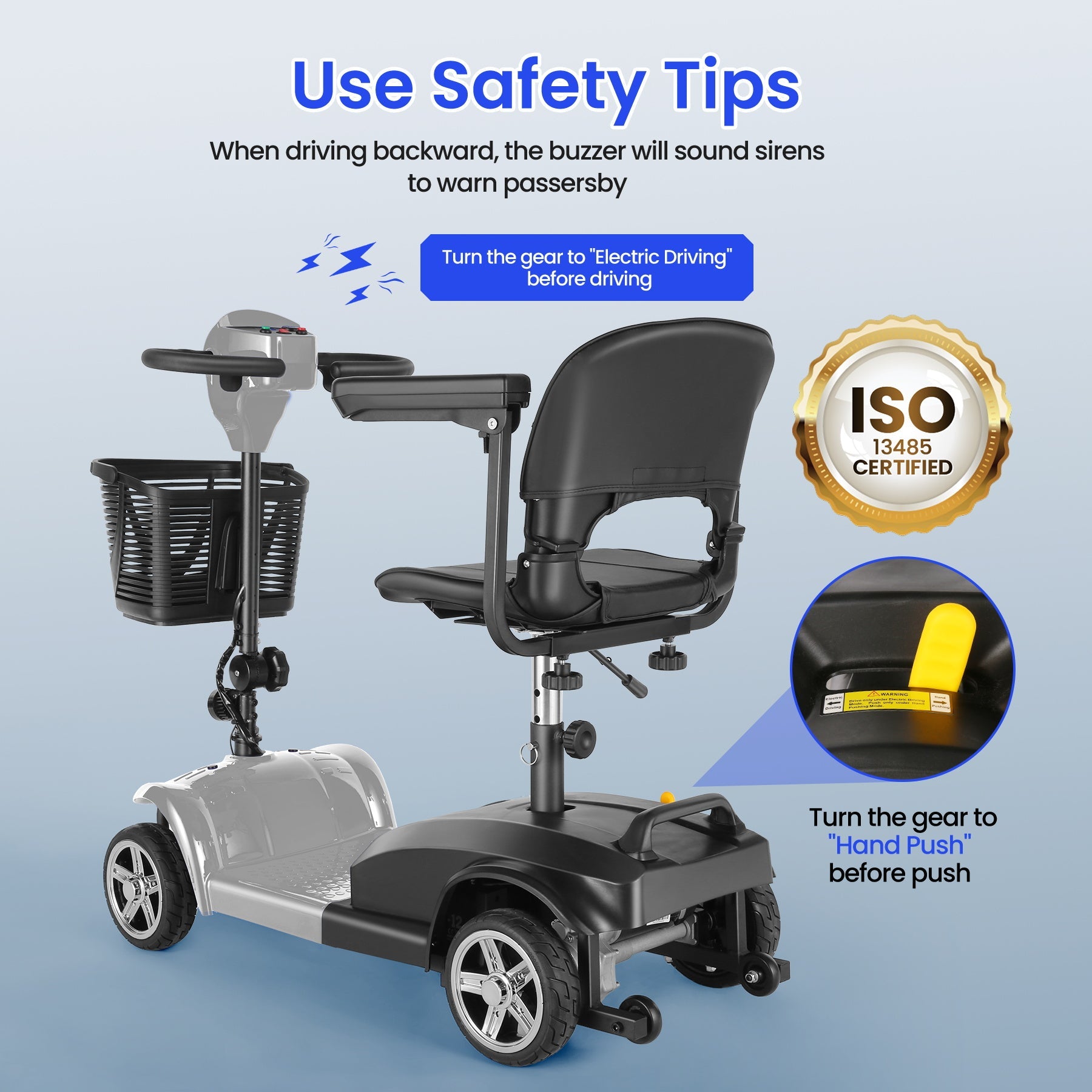 Wooken All Terrain Foldable Electric Mobility Scooter Wooken