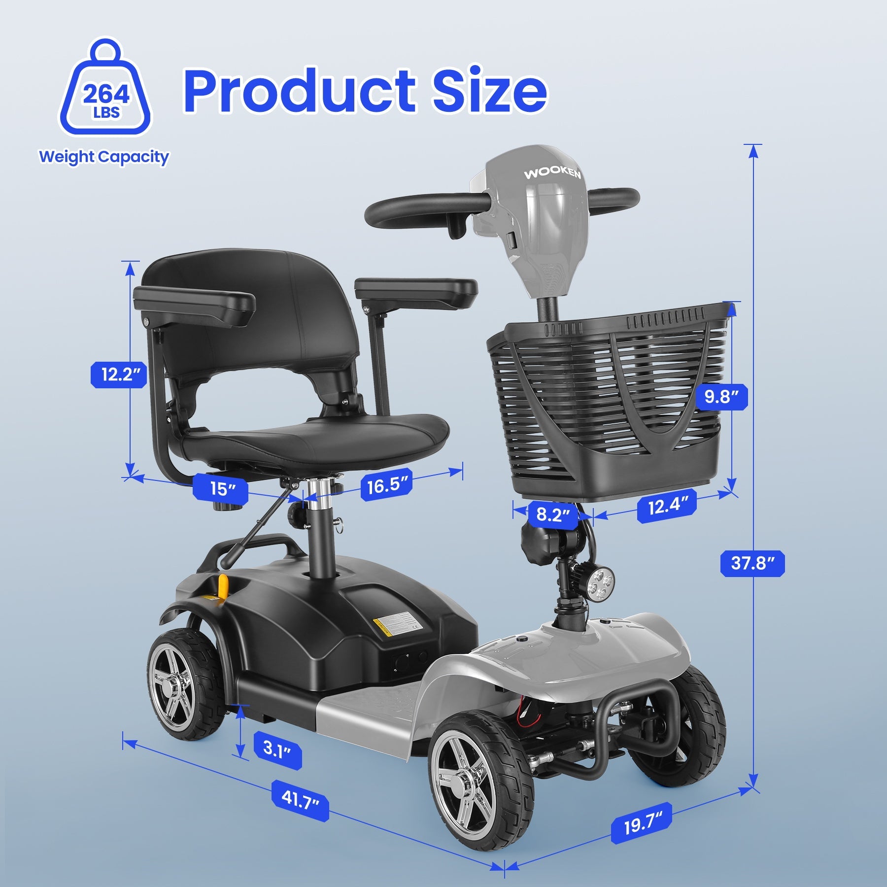 Wooken All Terrain Foldable Electric Mobility Scooter Wooken