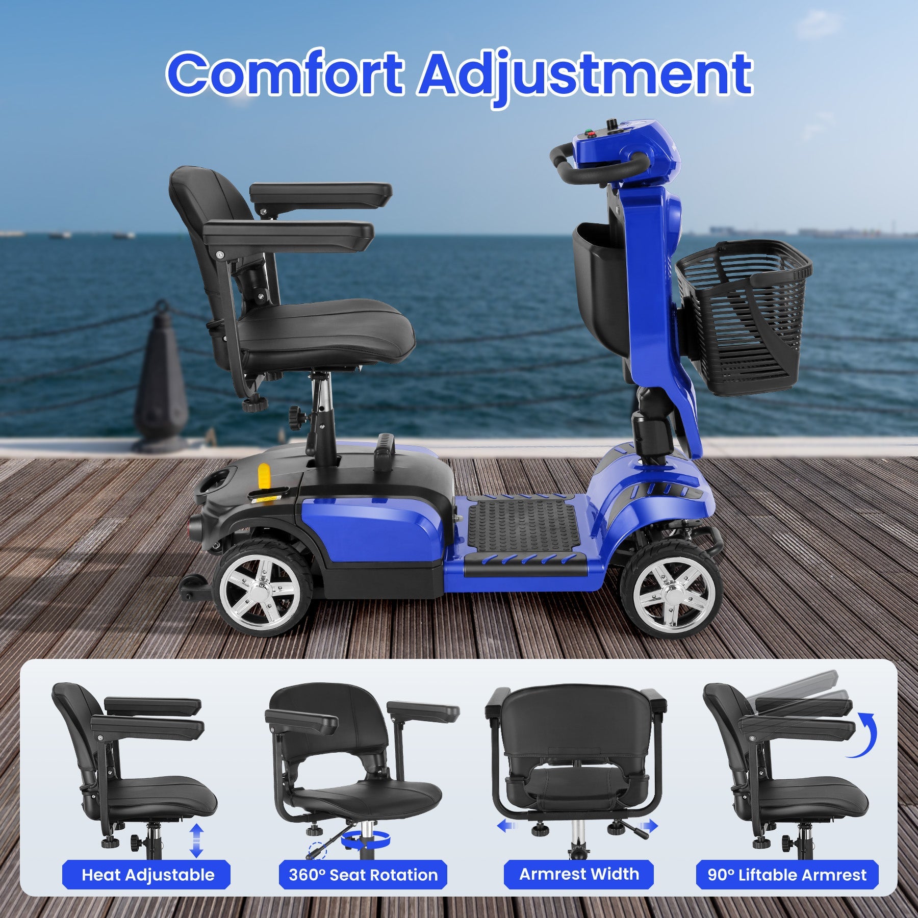 Wooken 4-Wheel Mobility Scooter Senior Electric Powered Wheelchair Wooken