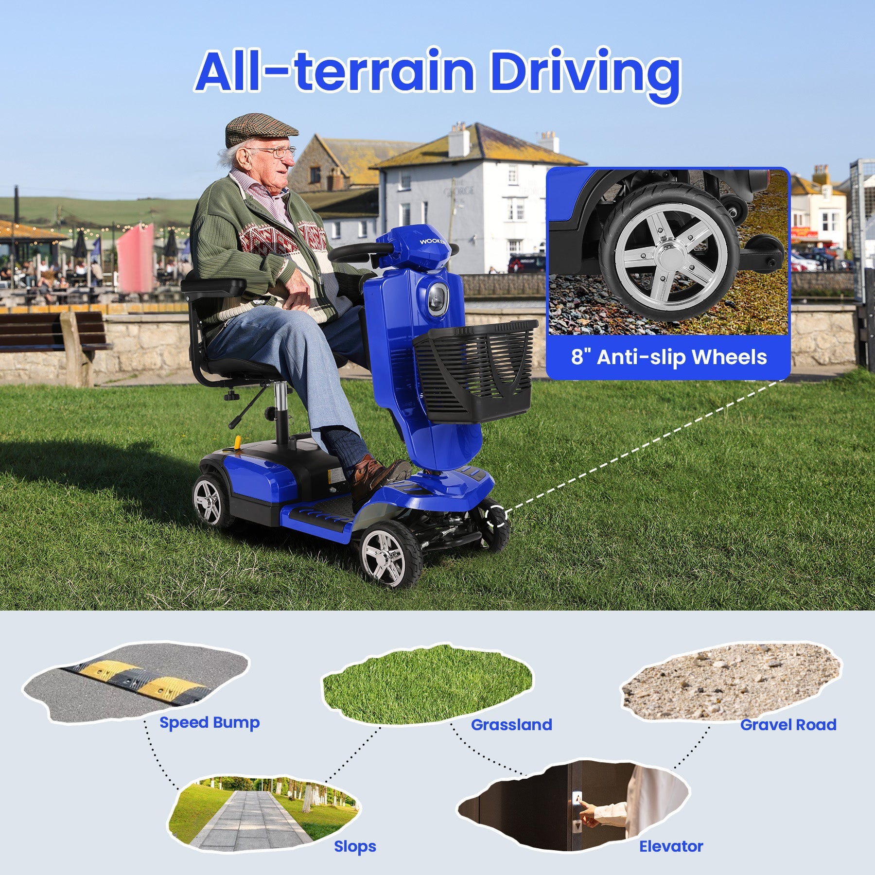 Wooken 4-Wheel Mobility Scooter Senior Electric Powered Wheelchair Wooken