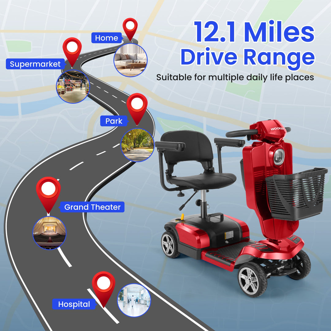Wooken 4-Wheel Mobility Scooter Senior Electric Powered Wheelchair Wooken