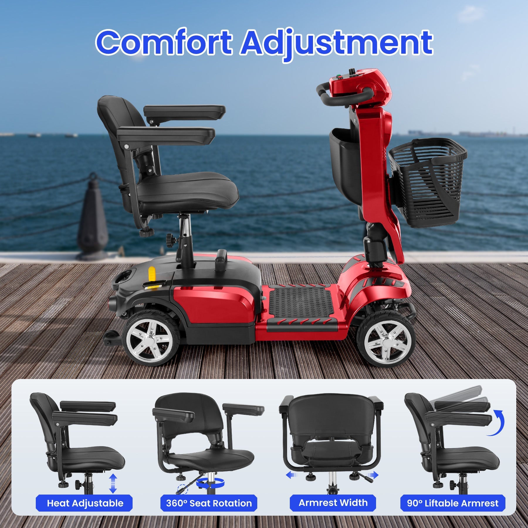 Wooken 4-Wheel Mobility Scooter Senior Electric Powered Wheelchair Wooken