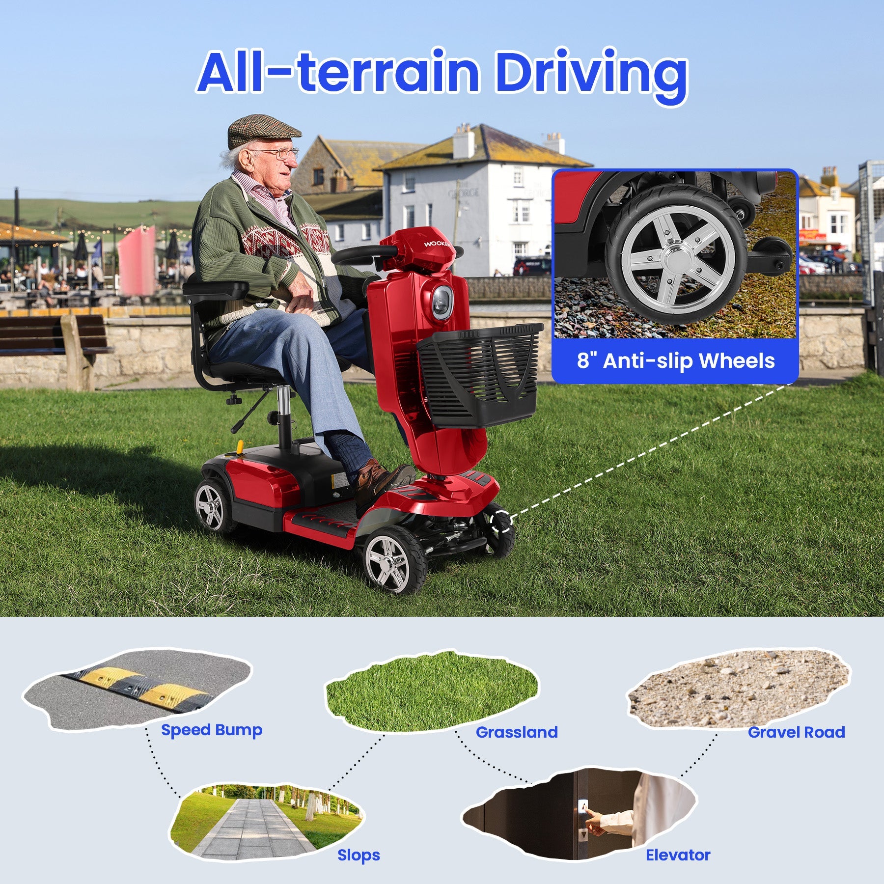 Wooken 4-Wheel Mobility Scooter Senior Electric Powered Wheelchair Wooken