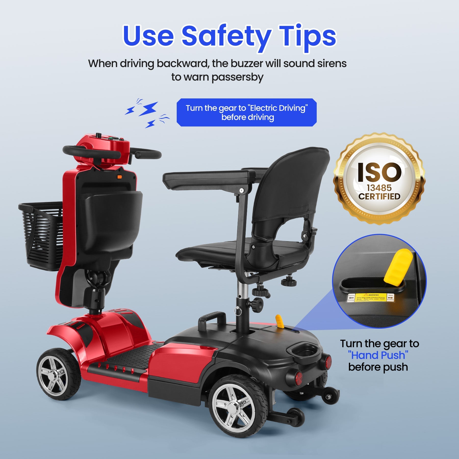Wooken 4-Wheel Mobility Scooter Senior Electric Powered Wheelchair Wooken