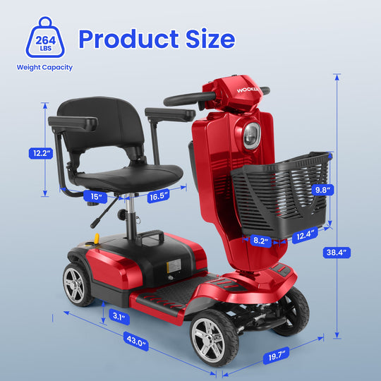 Wooken 4-Wheel Mobility Scooter Senior Electric Powered Wheelchair Wooken