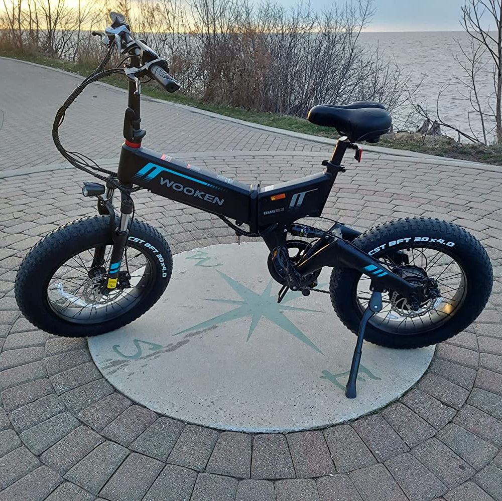 Wooken Bicicleta eléctrica, 20 pulgadas x 4.0 con neumáticos gruesos para  adultos, bicicleta eléctrica plegable de 500 W con batería de 48 V y 10 Ah